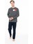 18945 Erkek Antrasıt Melanj Yuvarlak Yaka Uzun Kollu Pijama Takımı 1