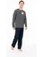 18945 Erkek Antrasıt Melanj Yuvarlak Yaka Uzun Kollu Pijama Takımı 2