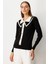 Kadın Çift Yaka Düğme Detaylı Triko Kazak 66460 Siyah 2