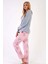 Kadın Taş Renk Uzun Kollu Bisiklet Yaka Düz Paça Polar Pijama Takımı C2T7N1303 3