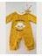 Kuzu Desenli Hardal Peluş Bebek Tulum - Alttan ve Omuzdan Çıtçıtlı - 3/6/9/12 Ay 2