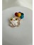 Beyaz Renkli Balon Tutan Kurbağa Broş (4cm) 1