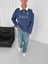 Italıa Logo Nakışlı Mavi Düz Renk Polo Yaka Yarım Fermuarlı Oversize Sweatshirt 5