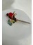 Altın Rengi Çiçek Detay Renkli Işıltılı Kuş Broş (6cm) 1