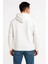 Erkek Üç Iplik Kapüşonlu Tam Fermuarlı Kanguru Çepli Sweatshirt Hoodie - Beyaz 2