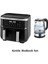 8 Lt Çift Hazneli Yağsız Airfryer Fritöz ve Cam Kettle Hediye Set 1