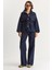 Kadın Cep Detaylı Kuşaklı Ceket Wide Leg Pantolon Premium Denim Takım 1