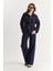 Kadın Cep Detaylı Kuşaklı Ceket Wide Leg Pantolon Premium Denim Takım 2