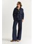 Kadın Cep Detaylı Kuşaklı Ceket Wide Leg Pantolon Premium Denim Takım 3