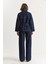 Kadın Cep Detaylı Kuşaklı Ceket Wide Leg Pantolon Premium Denim Takım 7