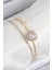 Pirinç Zirkon Taşlı Kalp Model Gold Renk Kadın Bileklik - TJ-BB7855 1