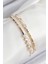 Pirinç Zirkon Taşlı Inci Model Gold Renk Kadın Bileklik - TJ-BB7875 1