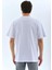 Unisex Oversize Taşlı Bisiklet Yaka T-Shirt - Beyaz 3
