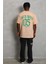 Unisex Oversize Baskılı Bisiklet Yaka T-Shirt - Bej 5