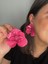 Kadın Zr Marka Model Pembe Renk Çiçek Küpe En:7 Boy:7 cm Şık Küpe 4