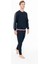 18931 Erkek Lacıvert Yuvarlak Yaka Uzun Kollu Pijama Takımı 2