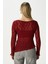 Angel Asimetrik Bordo Uzun Kollu Dantel Top / Bluz 4