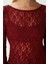 Angel Asimetrik Bordo Uzun Kollu Dantel Top / Bluz 5