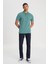 Regular Fit Normal Kesim Polo Yaka İndigo Tişört 10