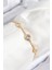 Pirinç Zirkon Taşlı Daire Model Gold Renk Asansörlü Kadın Bileklik - TJ-BB7733 1