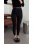 Likralı Yüksek Bel Siyah Tayt 4