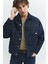 Rahat Fit Klasik Piliseli Koyu Indigo Erkek Jean Ceket 3