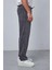 Erkek Slim Fit Fitilli Beli Lastikli Pantolon Füme 4