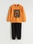 Bisiklet Yaka Baskılı Uzun Kollu Erkek Çocuk Sweatshirt ve Pantolon 2'li Takım (W5) 1