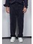 Erkek Kadife Dokulu Baggy Fit Pantolon Lacivert 1