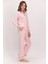 Kadın Pembe Çizgili Pamuklu Modal Boydan Patlı Kutulu Pijama Takımı Q9.u.8o.k7.k.a6.p.c 3