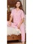 Kadın Pembe Pamuklu Çizgili Patlı Pijama Takımı 2