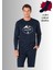 %100 Pamuklu Bisiklet Yaka Uzun Kol Düz Paça Pijama Takımı (Çorap Hediyeli) 1