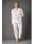 Kadın Uzun Kol Önden Patlı Ekru Viskon Pijama Takımı Q9.u.9o.k9.k.a4.p.c 3