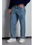 Erkek Baggy Fit Ön Dikiş Detaylı Jean Mavi 3