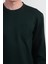 Erkek Desenli Bisiklet Yaka Bol Yeşil Sweatshirt 4