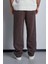 Erkek Baskılı Yıkamalı Baggy Fit Eşofman Kahverengi 4