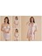 Kadın Pudra Gecelik&sabahlık&şortlu Takım&pijama Takımı 6'lı Saten Gelin Çeyizlik Set D.8qc.7h2.ks.1 3