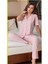 Kadın Pembe Pamuklu Çizgili Patlı Pijama Takımı 1