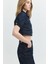 Regular Crop Fit Balon Kol Koyu Indigo Kadın Jean Ceket 2