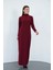Dora Kadın Maxi Boy Balıkçı Yaka Sandy Elbise-Bordo 3