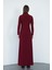 Dora Kadın Maxi Boy Balıkçı Yaka Sandy Elbise-Bordo 4