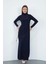 Dora Kadın Maxi Boy Balıkçı Yaka Sandy Elbise-Lacivert 1