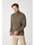 Erkek Dik Yaka Fermuarlı Sweatshirt - Haki 6