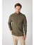 Erkek Dik Yaka Fermuarlı Sweatshirt - Haki 7