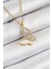 316L Çelik Zirkon Taşlı Kelebek Model Gold Renk Kadın Kolye TG27BKO10405 1