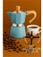 Bfs Italyan Moka Pot - 6061 Saf Alüminyum Ahşap Saplı - 3 Kişilik Mavi 1