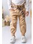 Kız Çocuk Beli Büzgülü Jogger Pantolon - Bej 2