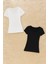 Kadın Modal Pamuklu Likralı Kısa Kol Kaplı 2'li Sütyen T-Shirt Q6K6K5T4KA 1
