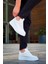 ZRN-006 Premium Beyaz Yüksek Taban Bağcıklı Günlük Erkek Spor Ayakkabı 2