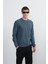 Erkek Bisiklet Yaka Basic Bol Mavi Sweatshirt 1